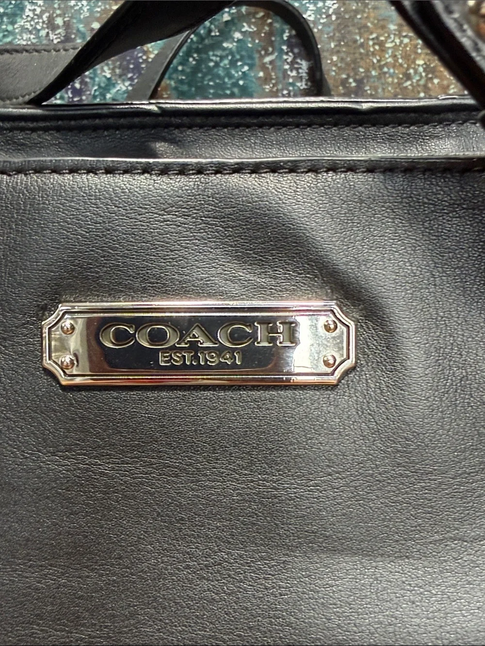 Coach Classic 2012 Black Leather Gallery East West Tote Bag